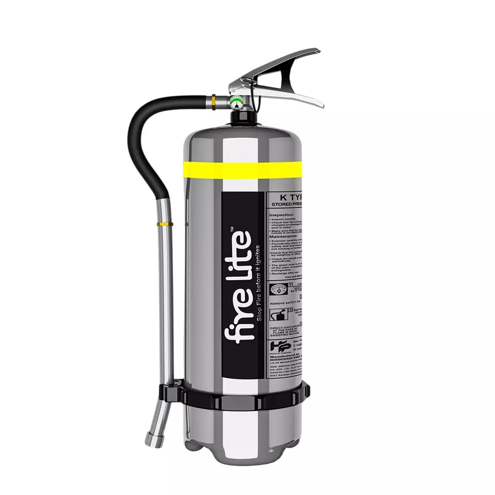 FIRE LITE 6 L Wet Chemical Fire Extinguisher Kithen Type Chrome, FE37