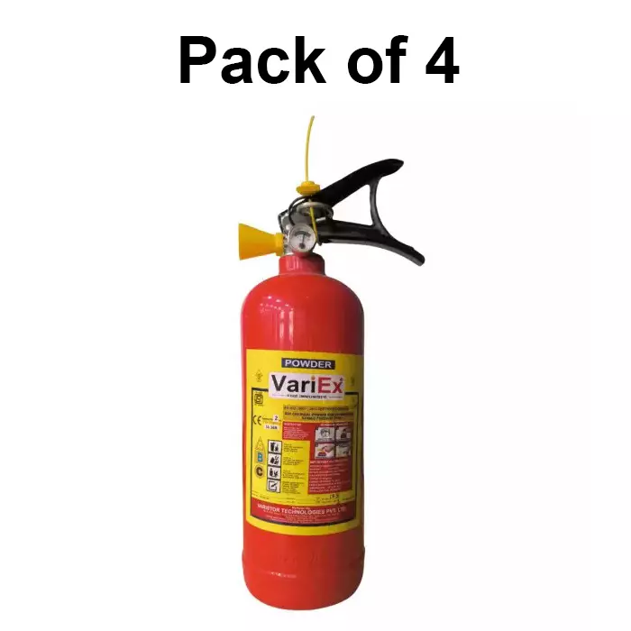 Variex 2 Kg ABC Powder Type Fire Extinguisher Red with 35 Bar Test Pressure, VFE-2ABC_4 (Pack of 4)