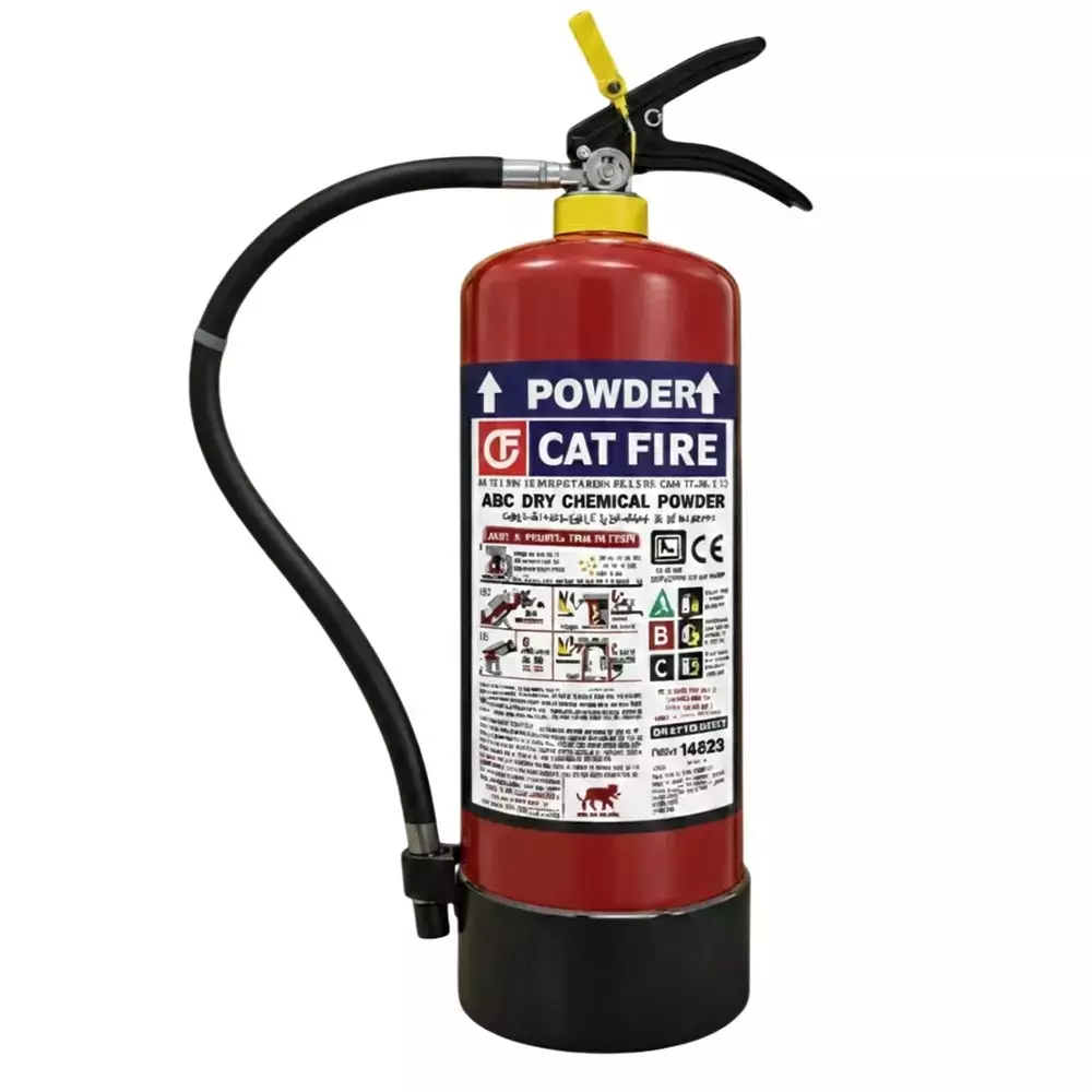 Cat Fire ABC Powder Fire Extinguisher 4 Kg Red Mild Steel Powder Coated Cylindrical Shape for Industrial Use (Pack of 3)