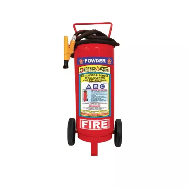 Defence Agni 50 Kg Fire Extinguisher with Trolly Mounted ABC/DCP Powder Mild Steel Red