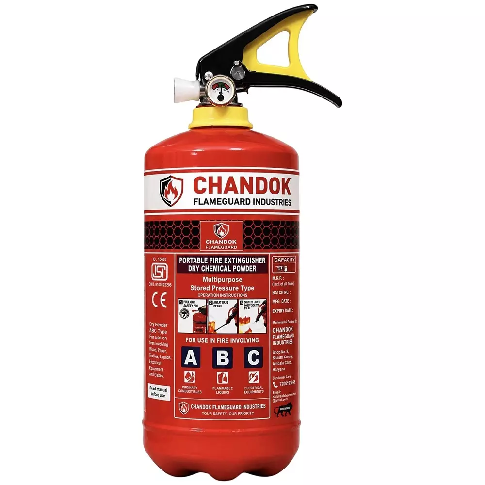 Chandok 1 Kg Fire Extinguisher ABC Powder Stored Pressure Type