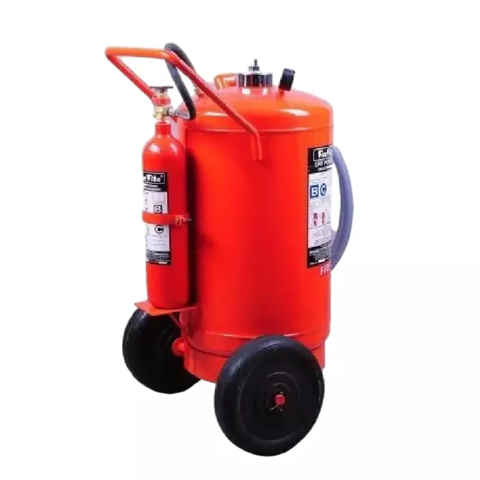 Detect Fire 45 Kg with 2 Kg Outer Mechanical Foam Fire Extinguisher with Trolly AFFF Compound (3% & 6%) Mild Steel Red