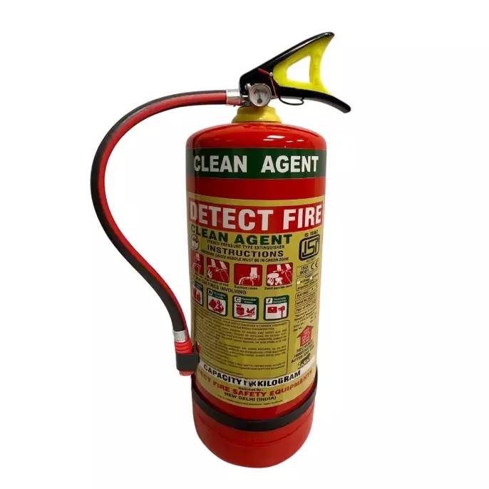 DETECT FIRE 6 Kg Fire Extinguisher Clean Agent HFC236FA/HFC227EA Squeeze Grip Mild Steel Body Red