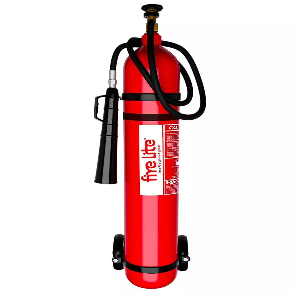 FIRE LITE 22.5 kg CO² Gas Based Fire Extinguisher with Wheel Mount Red, FE35