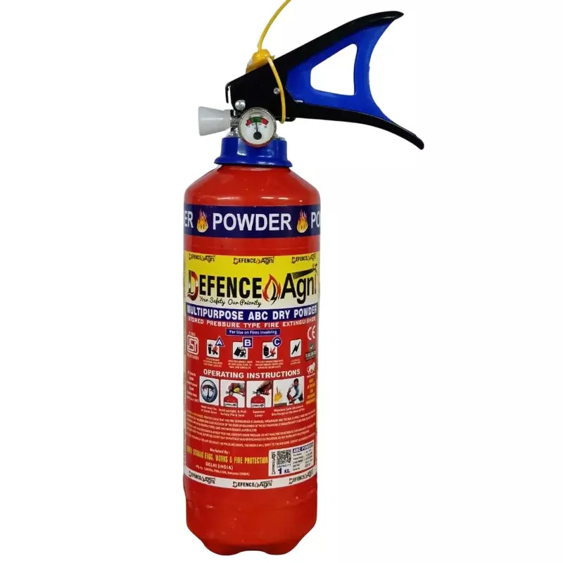 Defence Agni 1 Kg Fire Extinguisher ABC Dry Powder Stainless Steel Red