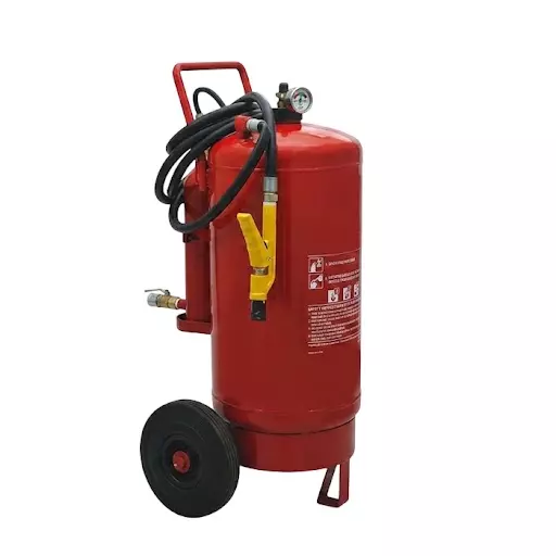 Atasee AFFF Mechanical Foam Fire Extinguisher Mild Steel 45 Kg Capacity with 2 Kg Trolley Mounted Red for Home, Office, Shop, Warehouse, And Industrial Areas