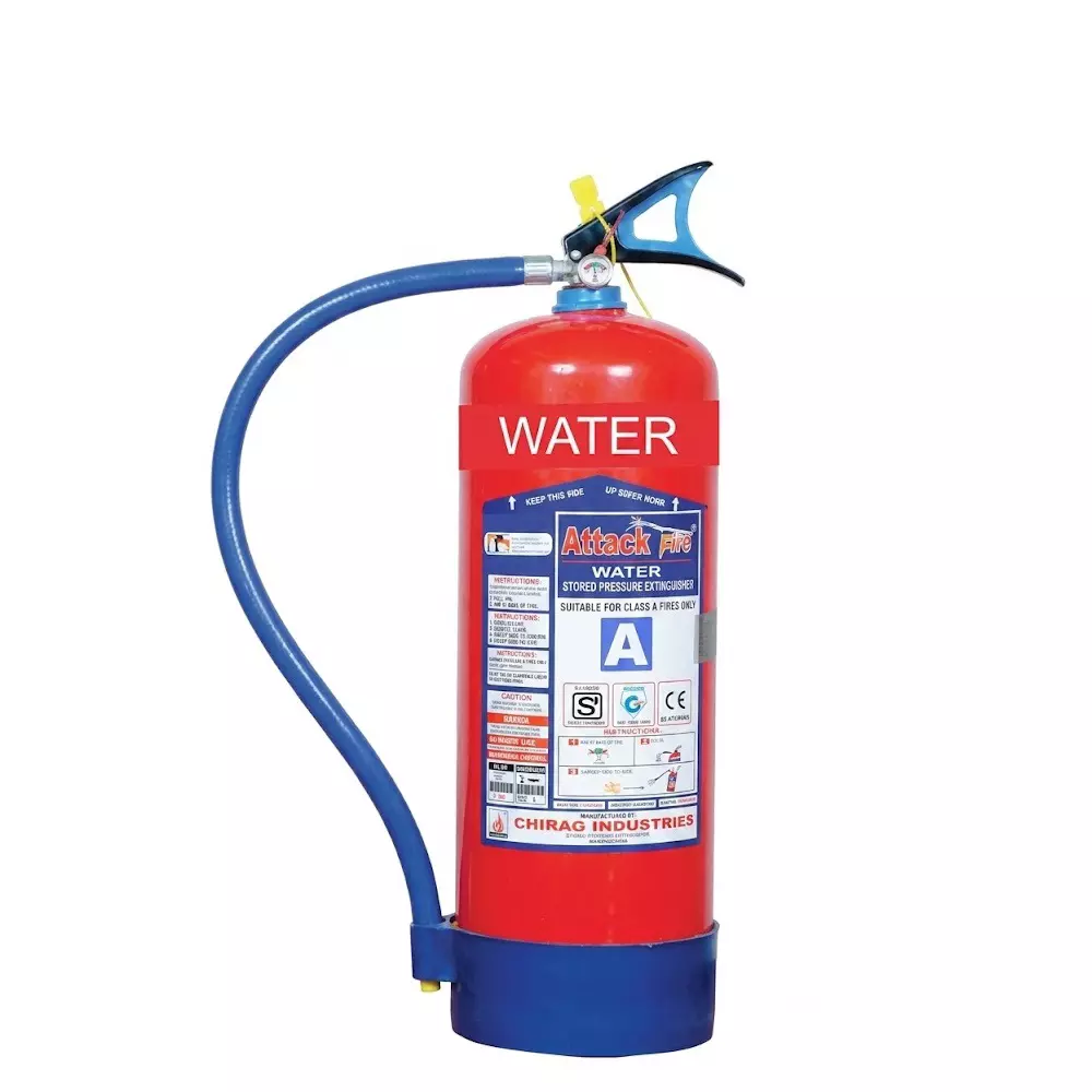 Attack Fire Water Fire Extinguisher Iron 9 L Capacity Red for Home, Office, Shop, Warehouse, And Industrial Areas
