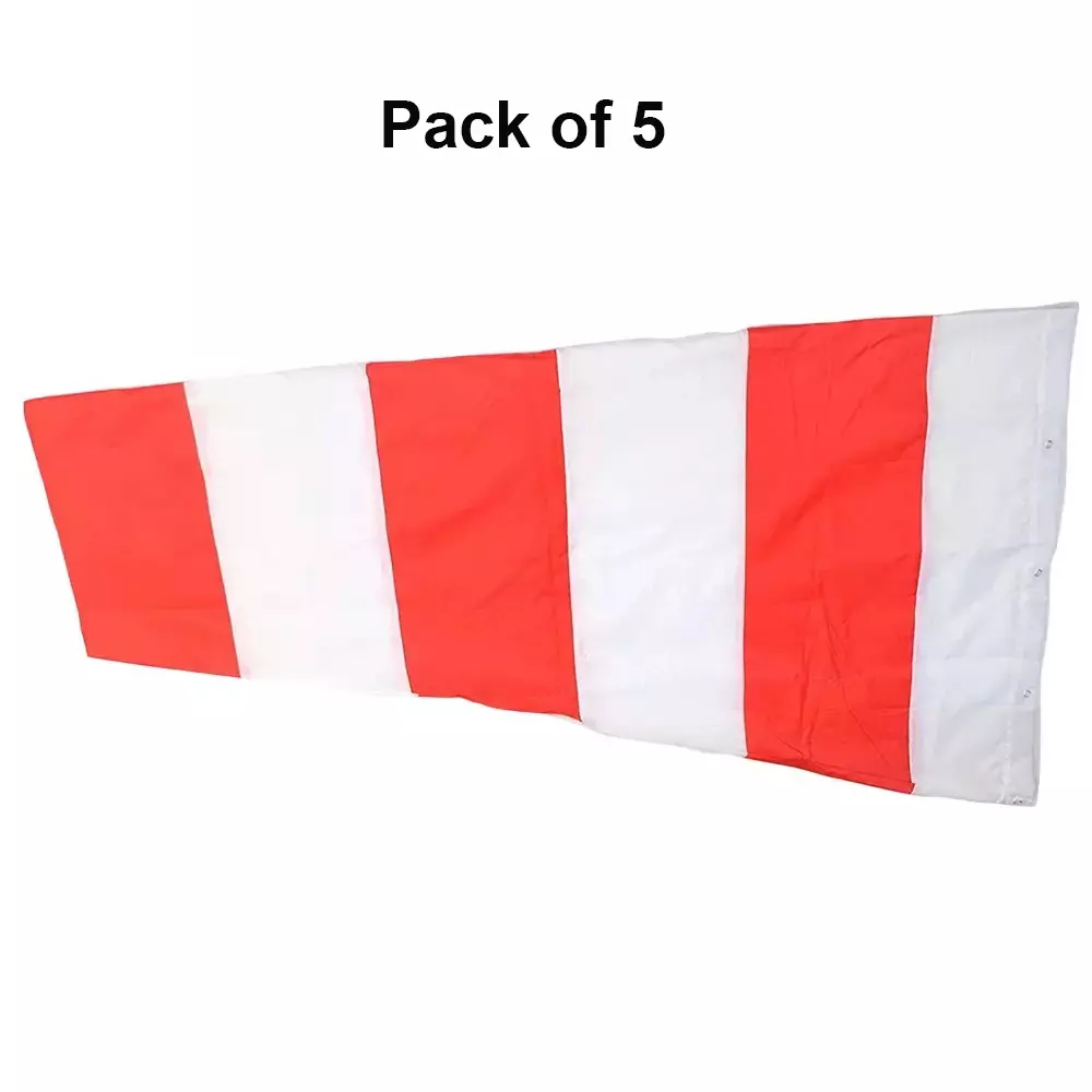 beggosafe-windsock-cloth-6-ft-183-cm-single-layers-white-red-polyester-pack-of-5