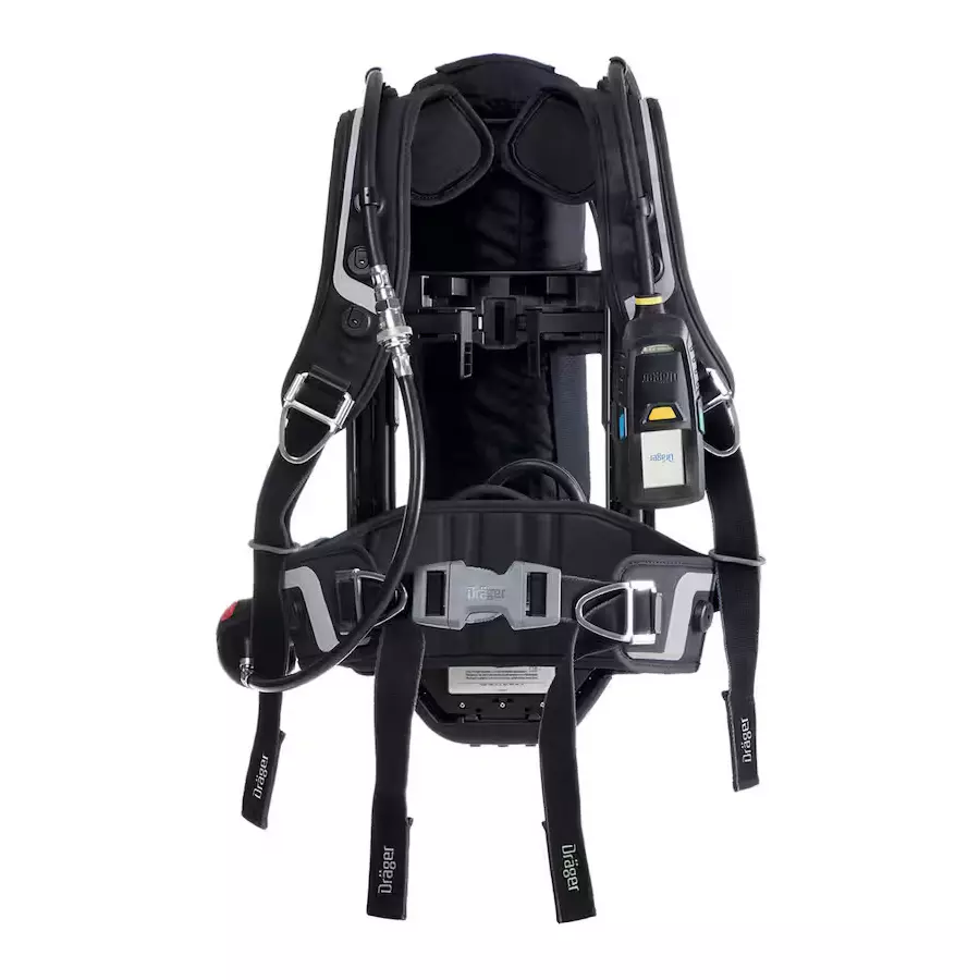 Draeger Self Contained Breathing Apparatus 0-300 Bar Input Pressure Black with Cylinder, PSS 3000