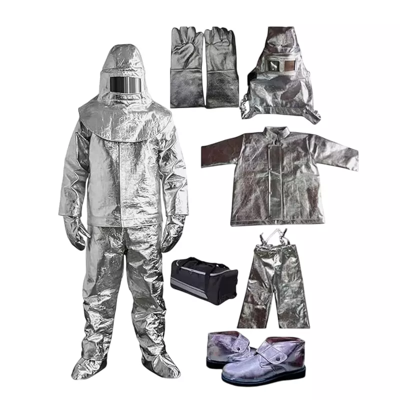 GENERIC CF IND 2-Layer Heat Resistant Aluminized Fire Proximity Suit Jacket, Pants, Gloves, Boots, Hood (Pack of 3)