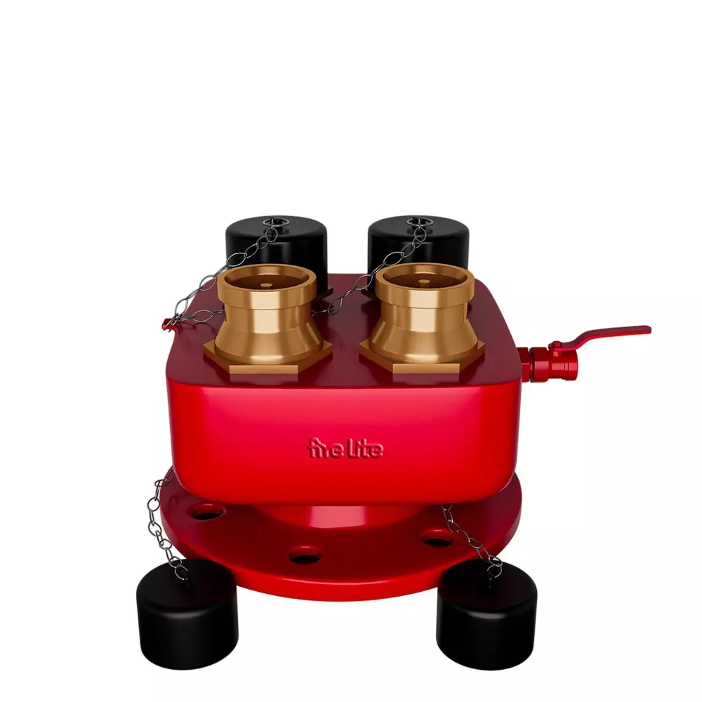 FIRE LITE Fire Brigade Inlet/Outlet 4 Way Stainless Steel Red, FH11