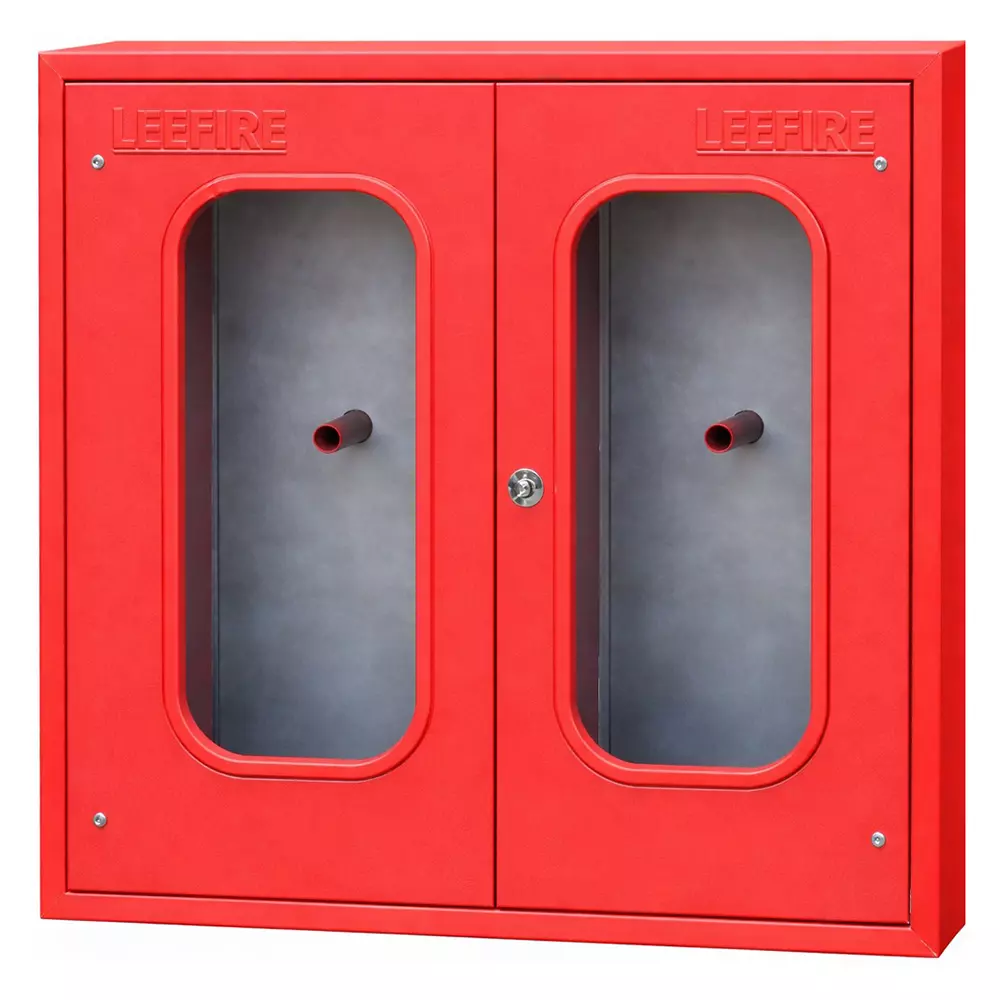 Leefire Double Door Fire Hose Box Double Door 17 Kg Capacity Powder Coating Mild Steel Red for Industrial Use