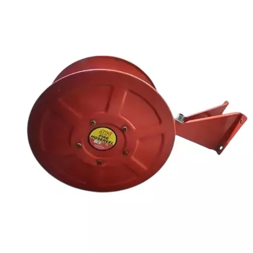 Agni-X Compact Hose Reel Drum Red Mild Steel Round Shape Color Coating Manual Wall Mounted for Fire Fighting