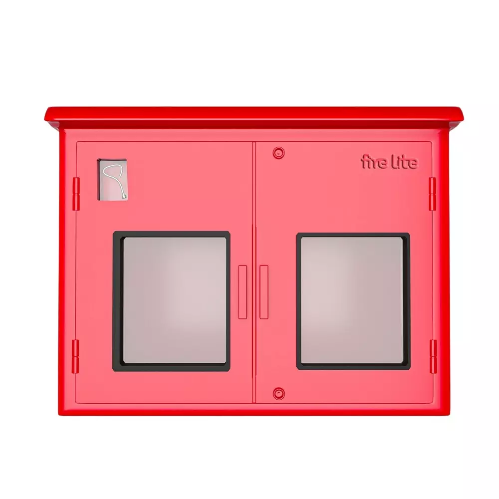 FIRE LITE Double Door Hose Box 500x500x250 mm Mild Steel 16 Gauge Red, FH13