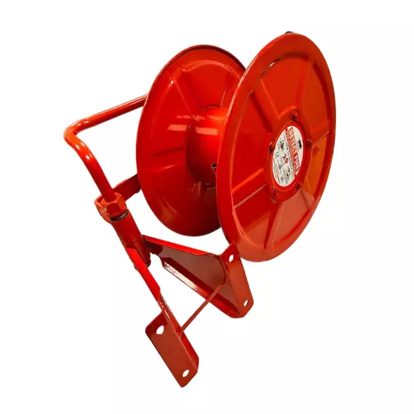 DETECT FIRE Bombay First-Aid Hose Reel Drum Inlet 20 mm Swinging (180° Wall Mounting) M.S. Sheet Red with Pipe and Brass Nozzle
