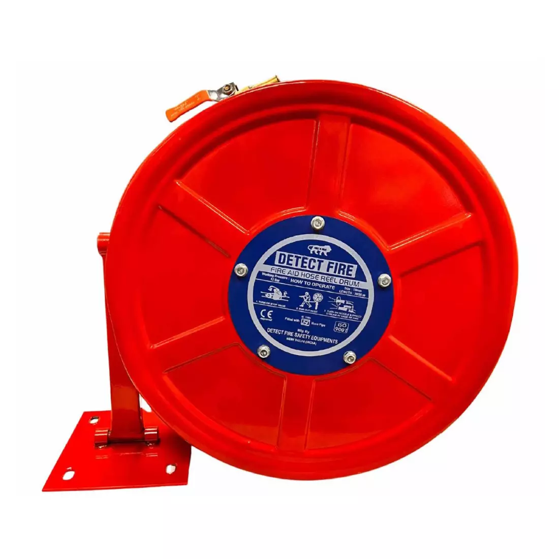 DETECT FIRE Bombay Hose Reel Drum Inlet 20 mm Swinging (180° Wall Mounting) M.S. Sheet Red