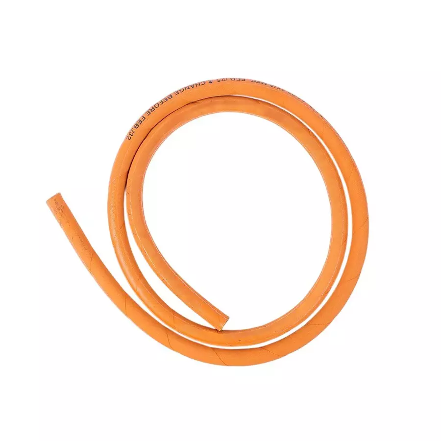 Agni Heavy-Duty Flexible LPG Gas Hose 1.5 m Orange Rubber Leak Proof and Heat Resistance with 7 Year Manufacturer Warranty, VI-LH-03