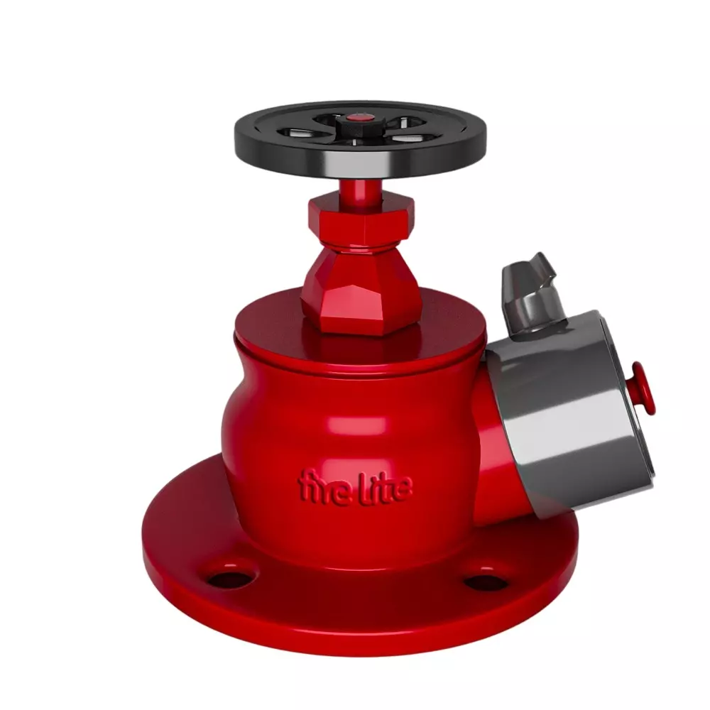 FIRE LITE Single Hydrant Valve 63 mm Stainless Steel (SS 304) Red & Chrome, FH01