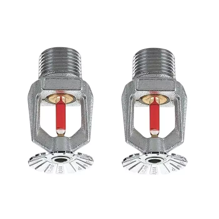 GENERIC Automatic Fire Sprinkler Head Chrome Plated Steel & Brass, Glass & Metal Chrome Silver 6.3 cm Height, (Pack of 2 Pcs)