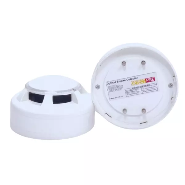 DETECT FIRE Optical Smoke Detector 2 Wire Photoelectric Senser ABS White 10-100 mA Current 50 Sqm Coverage