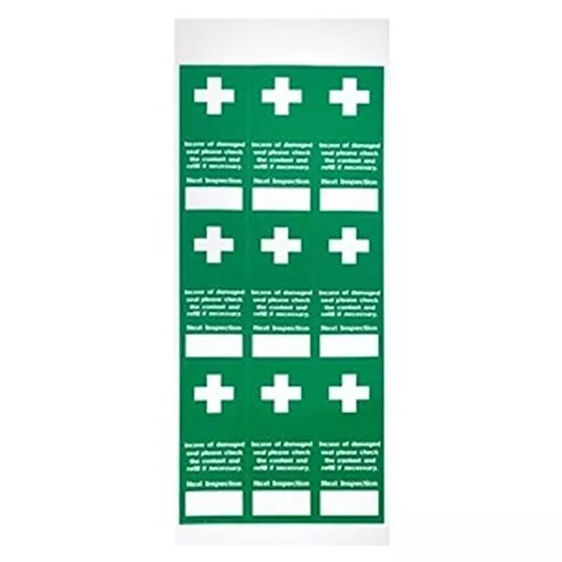 RS PRO First Aid Label Tamperproof First Aid Inspection Labels White, Green Polyester 25 mm, 182025