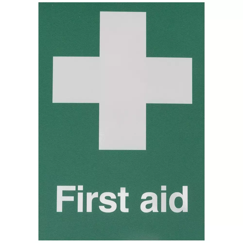 RS PRO First Aid Sign White, Green Polyester 148 mm 210 mm Self Adhesive, 146431