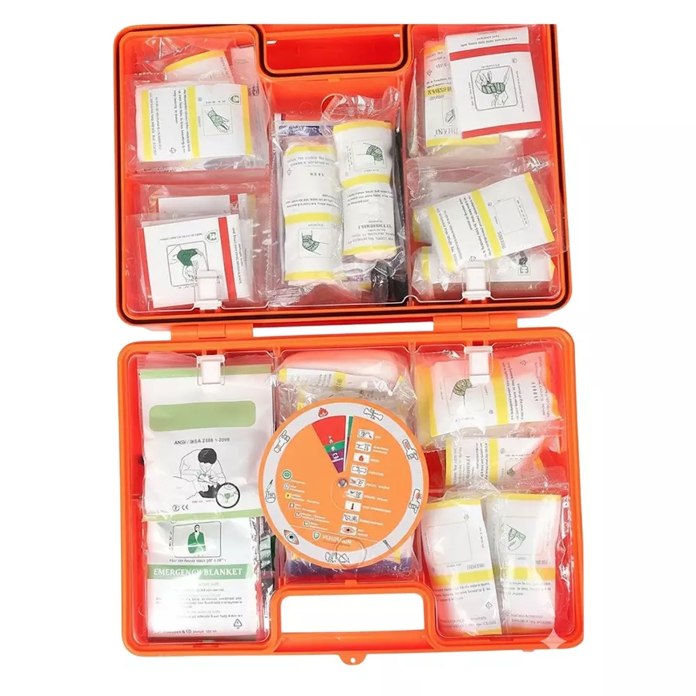 BLHS First Aid Kit Orange Wall Mounting High Grade PVC ABS Plastic for 50 Person