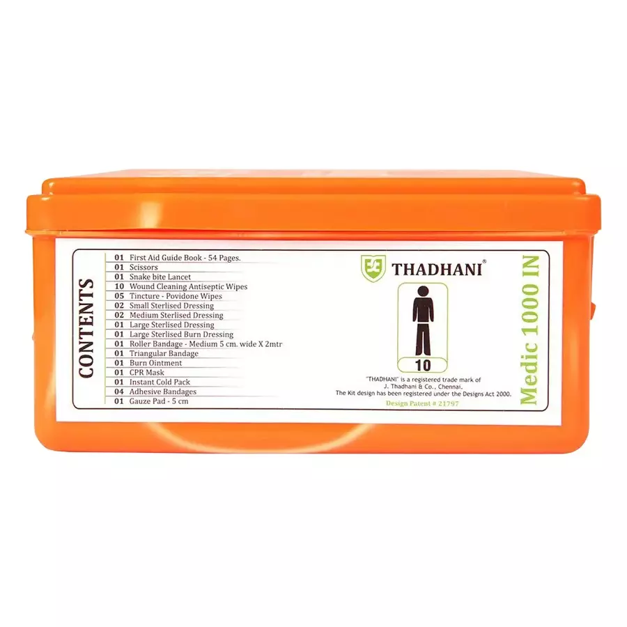 THADHANI MEDIC 1000 Series All-in-One First Aid Kit Box 20x20x6 cm, Orange