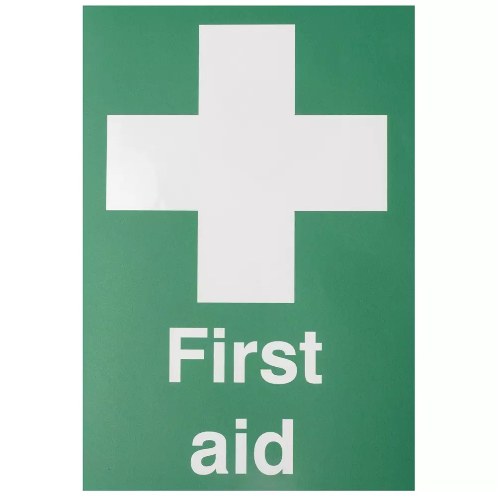 RS PRO First Aid Sign Green, White Polyester 210 mm 297 mm Self Adhesive, 146447