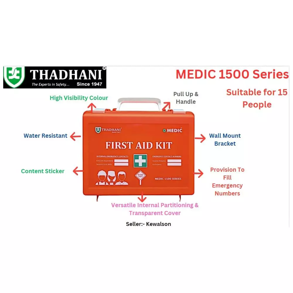 THADHANI MEDIC 1500 Series All-in-One First Aid Kit Box 26.5x21.3x8.9 cm, Orange
