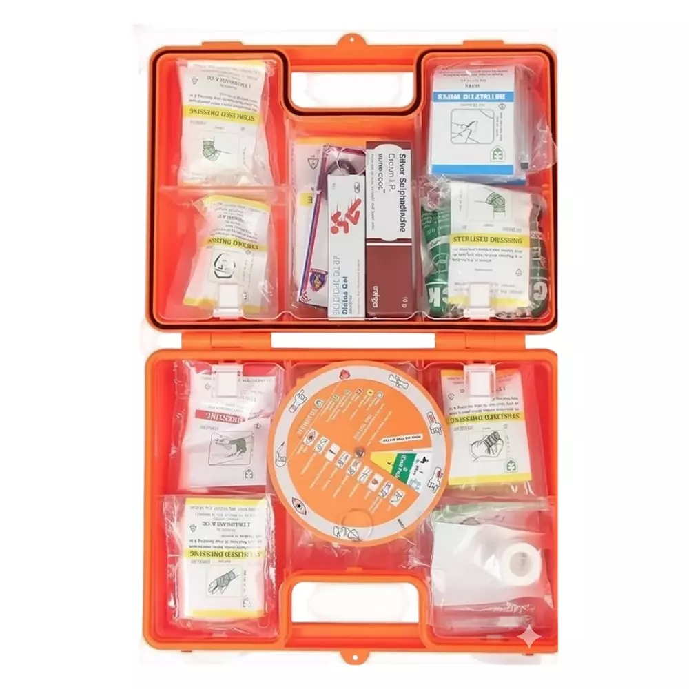 BLHS First Aid Kit Orange Wall Mounting High Grade PVC ABS Plastic for 25 Persons