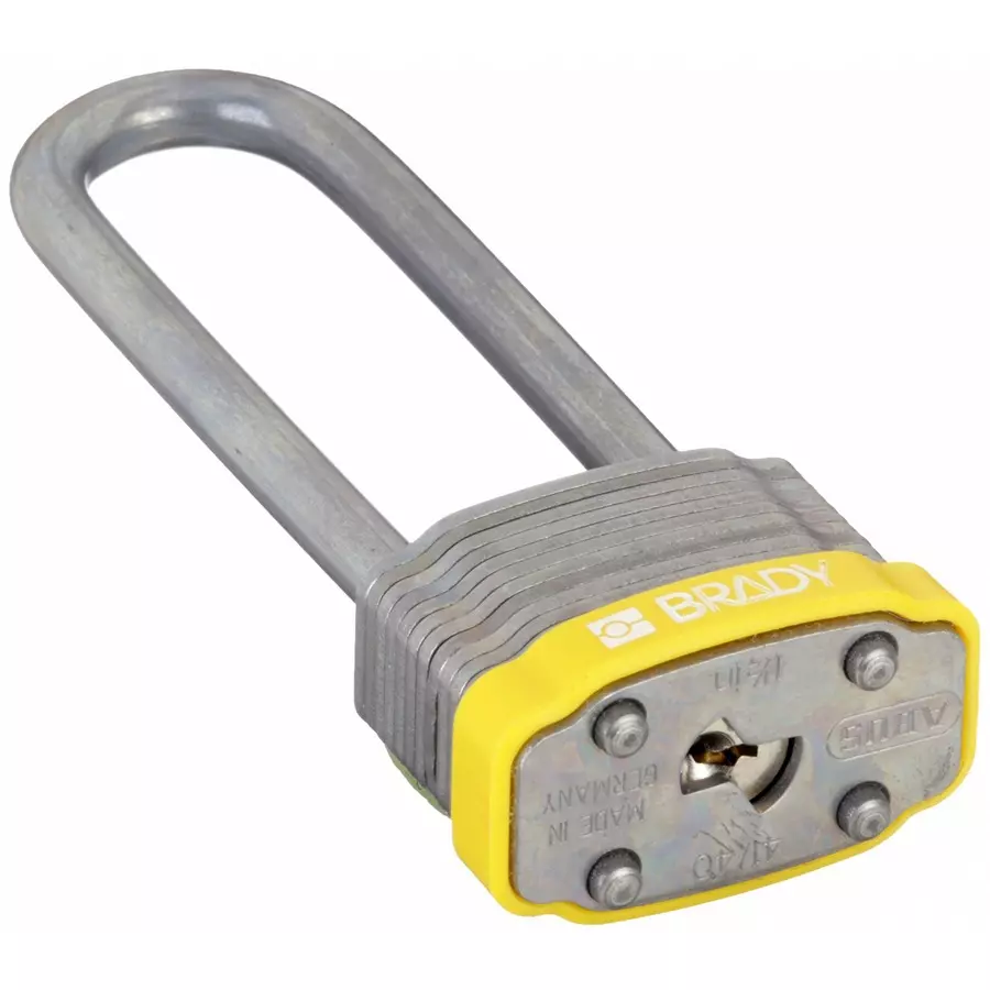 BRADY Keyed Padlock with 3 Keys Steel Yellow, 39N355 (Set of 3 Pcs)