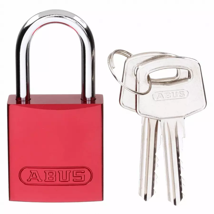 BRADY Lockout Padlock with 12 Keys Aluminum Red, 24UY65