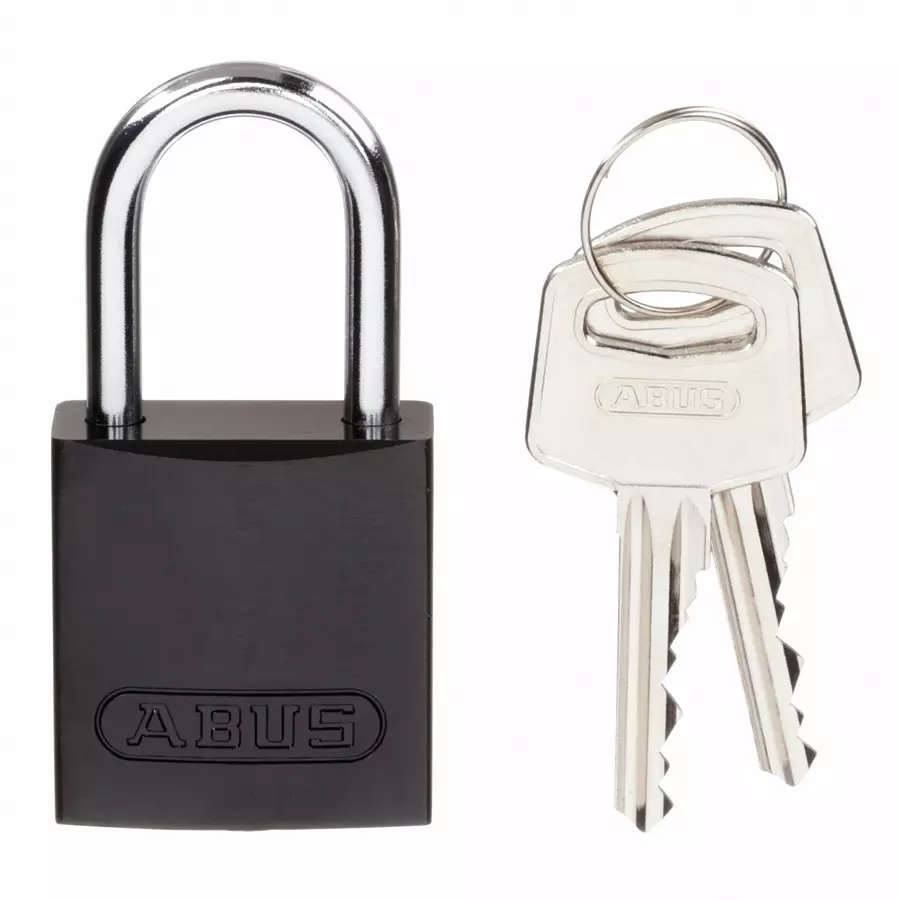 BRADY Lockout Padlock Keyed Alike Aluminum Std Compact Body Size Black, 24UY39
