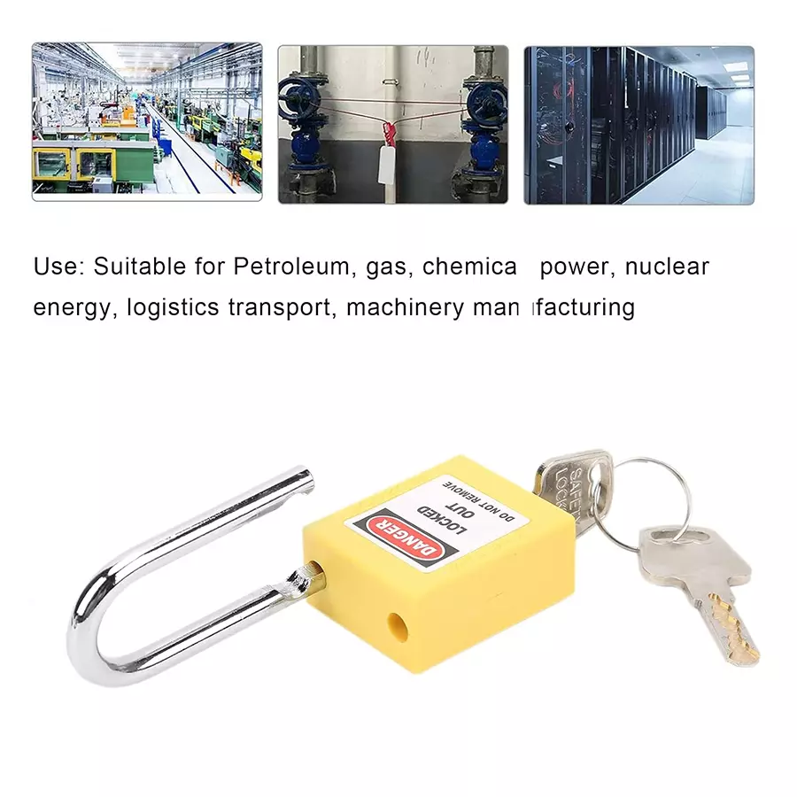 AKTION Yellow Long Shackle Safety Lockout Station Padlock with 3 Keys, AK-JPL-107