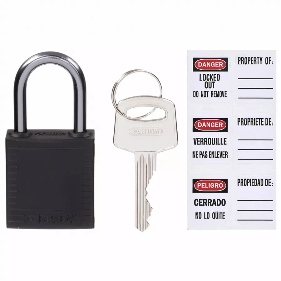 BRADY Lockout Padlock with 6 Keys Nylon Black, 39N212 (Set of 6 Pcs)
