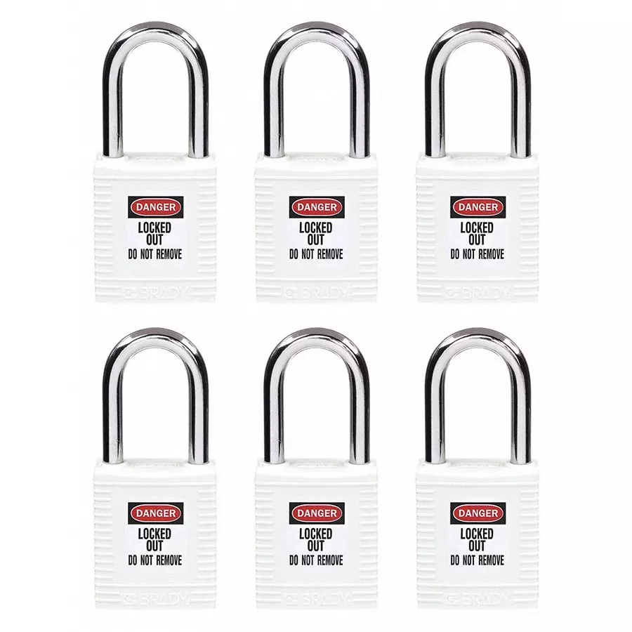 Buy BRADY Lockout Padlock with 6 Keys Nylon White, 39N178 (Set of 6 Pcs ...