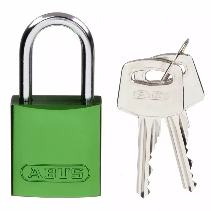 BRADY Lockout Padlock with 6 Keys Aluminum Green, 24UY50