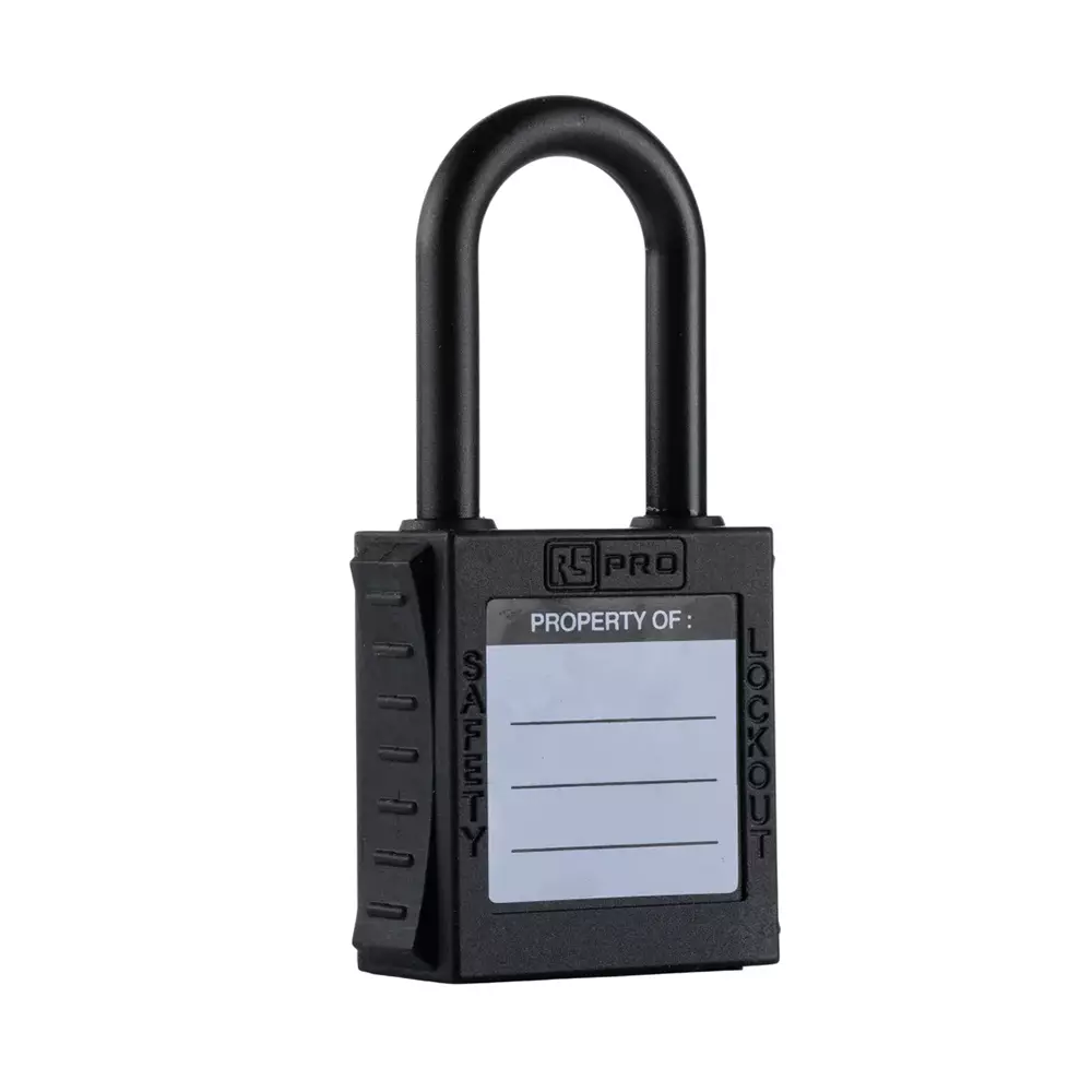 RS PRO Black 1-Lock Nylon Safety Lockout, 6.4 mm Shackle Model No 1963762 (Pack of 6)