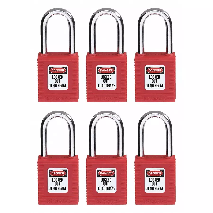 Buy BRADY Lockout Padlock with 6 Keys Nylon Red, 39N170 (Set of 6 Pcs ...