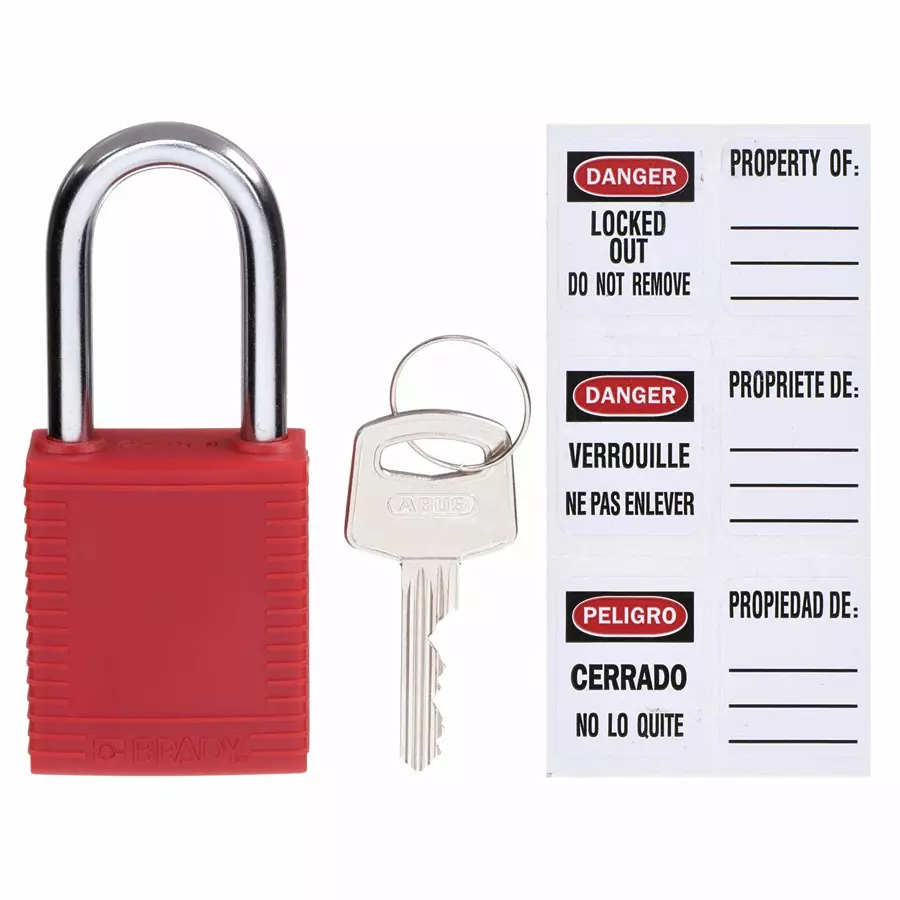 BRADY Lockout Padlock with 6 Keys Nylon Red, 39N170 (Set of 6 Pcs)