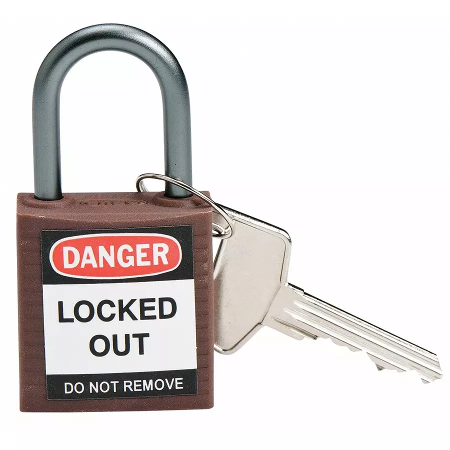 BRADY Lockout Padlock with 6 Keys Nylon Brown, 39N194 (Set of 6 Pcs)