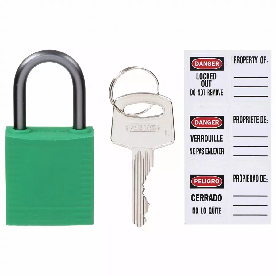BRADY Lockout Padlock Keyed Different Nylon Compact Body Size Aluminum Std Green, 39N191
