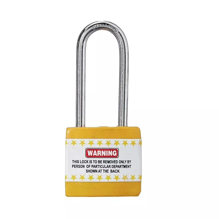 AKTION Long Shackle Yellow Safety Lockout Station Padlock with 3 Keys, AK-JPL-105 (Pack of 5 Pcs)