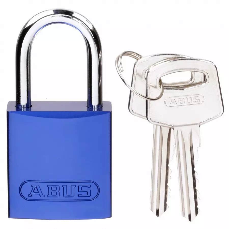 BRADY Lockout Padlock Keyed Different Aluminum Std Compact Body Size Blue, 24UY44