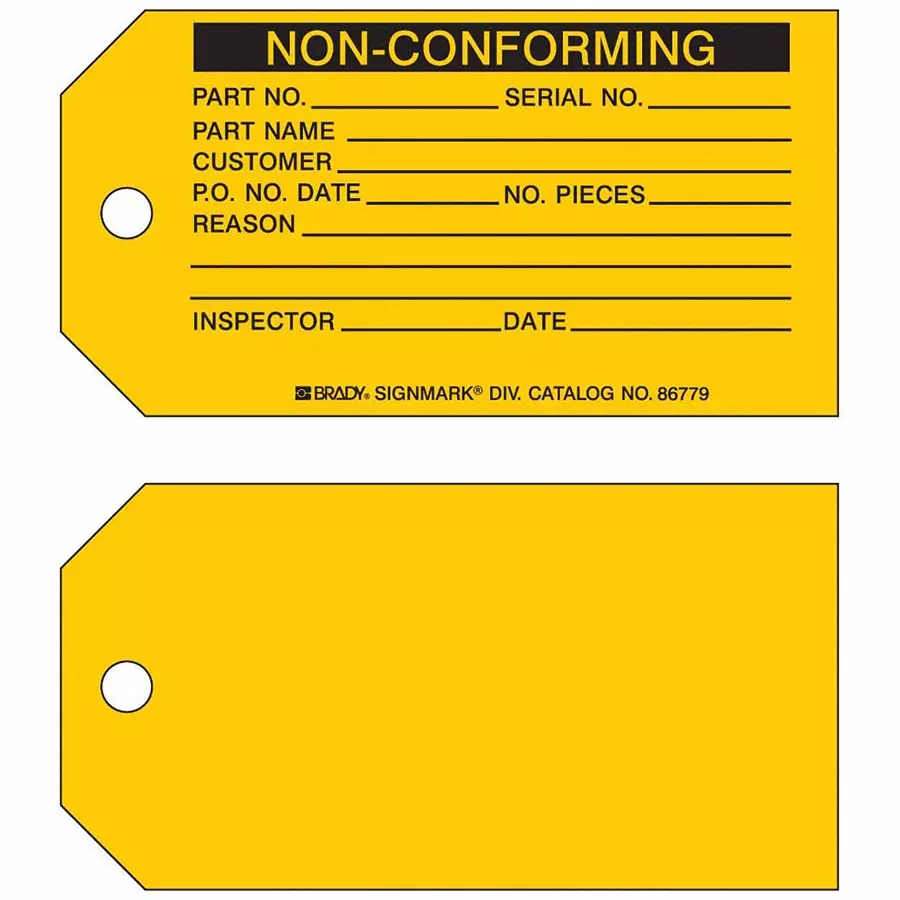 BRADY Inspection Received Tag 5 3/4 inch Black & Yellow, 15Y692 (Pack of 100)