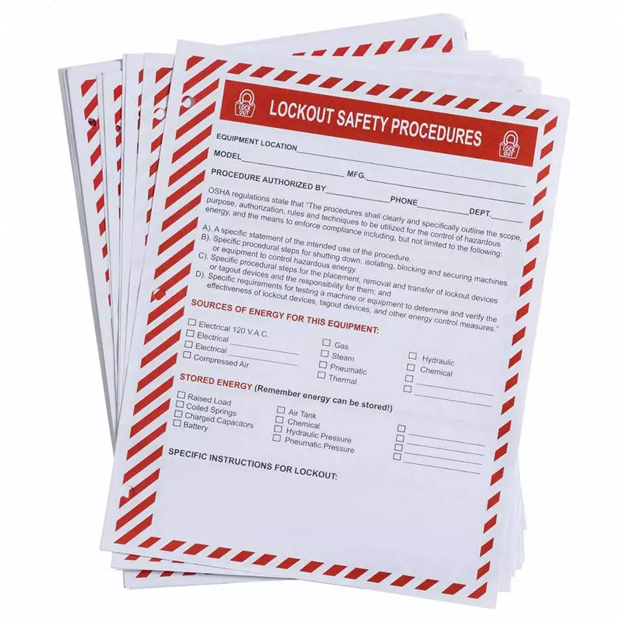 BRADY Lockout Procedure Forms, 3TCK8