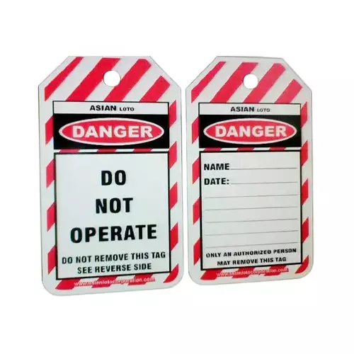 Asian Loto Do Not Operate Lockout Tag Tear-Resistant Laminated Polyester / Plastic High Visibility, ALC –OSPL (Pack of 1000)