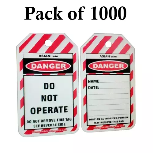 Asian Loto Do Not Operate Lockout Tag Tear-Resistant Laminated Polyester / Plastic High Visibility, ALC –OSPL (Pack of 1000)