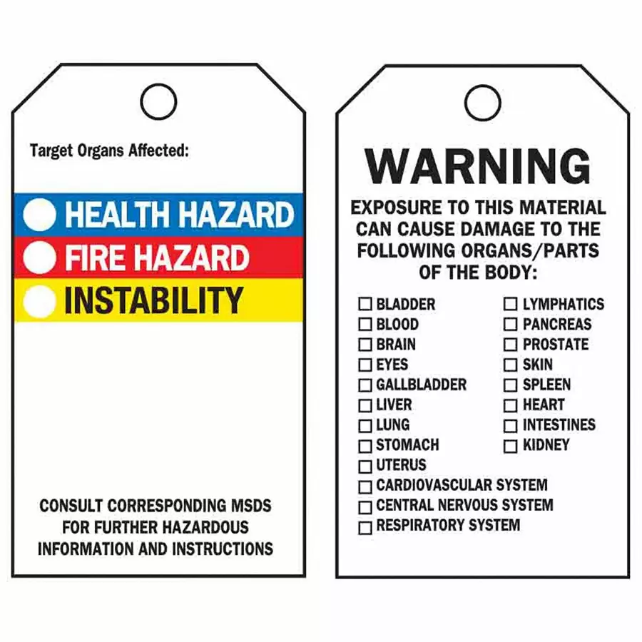 BRADY Black Blue Red Yellow Rectangle Tag 5-3/4 inch, 8PHZ0 (Pack of 25)